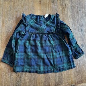 4/20$ H&M Baby Toddler Navy & Green Plaid Shirt Blouse size 18 months